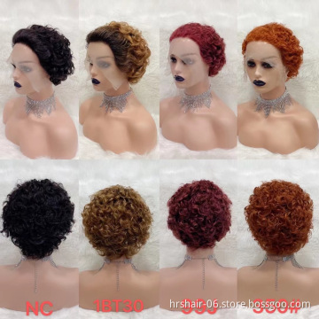 Whosale Pixie T Lace Frontal Curly Lace Frontal Wig  Human Hair Wig  Short Pixie Cut Human Hair Cuticle Aligned Human Hair Wig